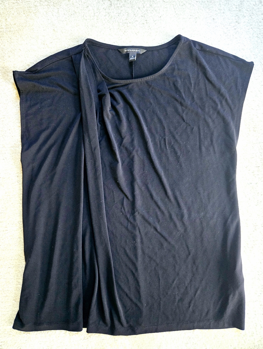 Banana Republic Black Draped Cap-Sleeve Top
